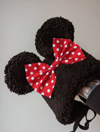 Image 2 of Sherpa fleece mouse bonnet with oversized bow