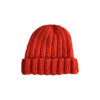 Image 1 of Ribbed knit beanie in orange red