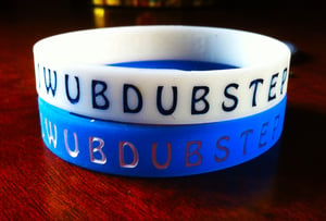 Image of Drop the Bassline - 'I WUB DUBSTEP' Glow in the Dark Bands (BLUE + WHITE)