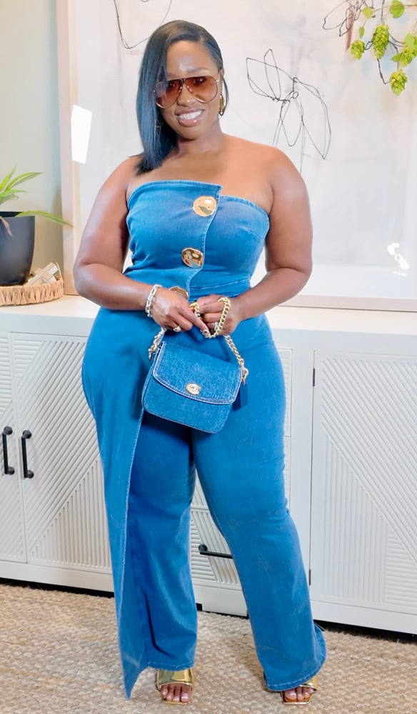 Image of The Denim on Denim & Gold Jumpsuit 
