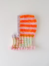 Image 8 of Sofie and Iris Striped Orange, Light Pink, Light Lavender and Pastel Multi Color Mohair Balaclava