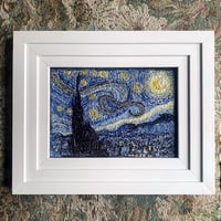 Image 1 of The Starry Night Van Gogh thread drawn artwork