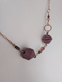 Image 2 of Garnet Semi Precious Stone & Handspun Bead Statement Necklace