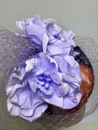 Image 4 of Floral button headpiece with lavender flowers