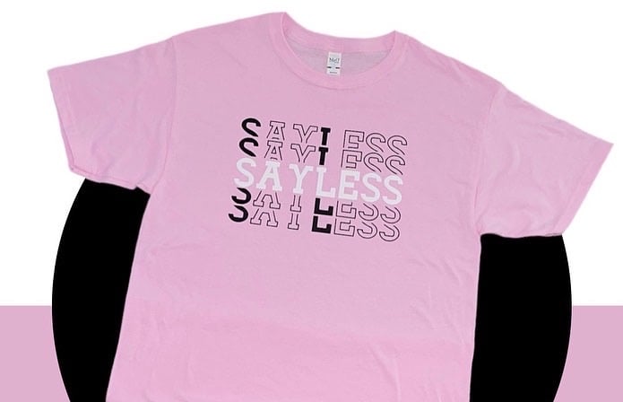 “Stacked SayLess” Tee (Soft Pink/Black) | SayLess Apparel