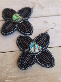 Image 2 of Black Flower Abalone earrings 