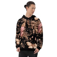 Image 1 of Rose Gold Baroque Inspired Moths and Filigree Unisex Hoodie