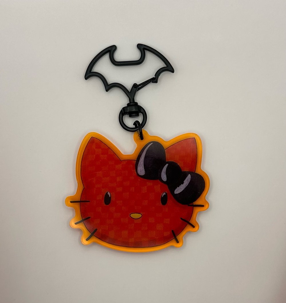 Image of Orange Hey Kitty Acrylic Keychain 