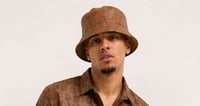 Image 1 of Leather Reversible Bucket Hat - Cognac 