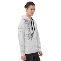 Image 2 of Gothic Inspired Gray and White Anatomical Illustrations Torso and Musculature Unisex Hoodie