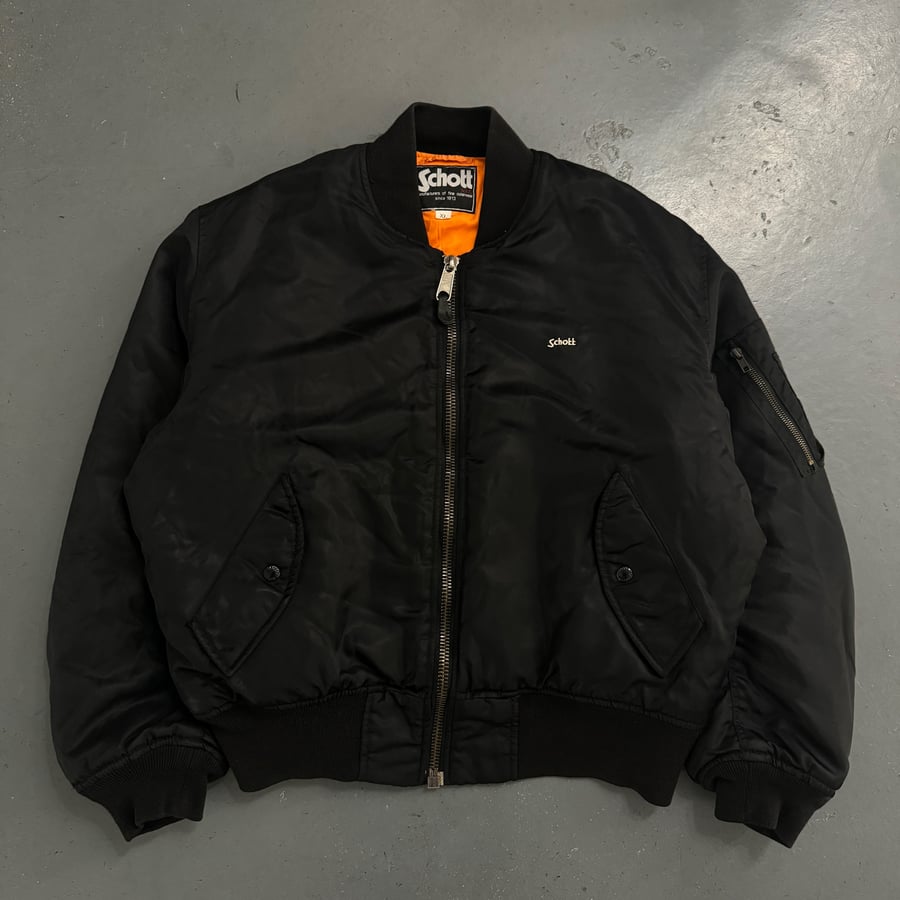 Image of Schott cropped bomber jacket, size large