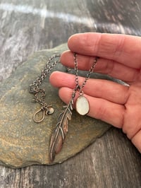 Image 2 of Moonlight & Feather Charm Necklace