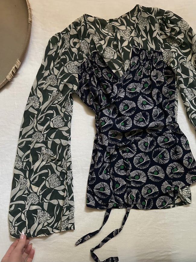 late 1960s patchwork wrap blouse