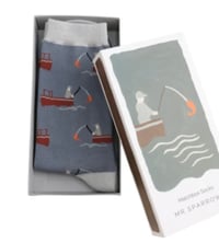 Image 1 of Mr Sparrow Matchbox Socks Gone Fishing