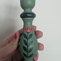 Image 3 of Wooden Candlesticks - Light Green