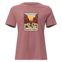 Image 4 of Women's Relaxed T-Shirt, Desert Vibes Cactus Sunset tee