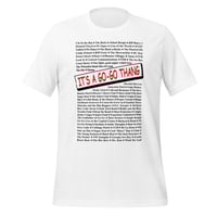Image 1 of LOVE DC GOGO "IT'S A GOGO THANG" Light Unisex Tee/ Black Text-Red Title