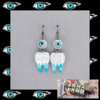 Blue Eyeball + Tooth Earrings