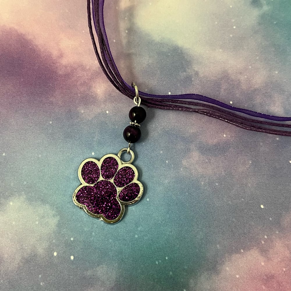 Image of Glitter Paw Print Necklace