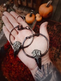 Image 1 of Crow skull earrings- MADE TO ORDER 