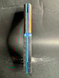 Image 4 of Giraffe Bone & Blue GLOW Carbon Fiber Segmented Knife Scales