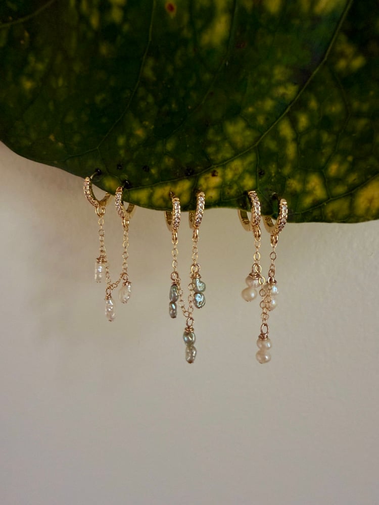 Image of Pearl double hoops