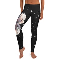 Image 2 of Starry Black and Watercolor Crow Leggings