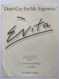 Image 2 of Don’t Cry For Me Argentina from Evita, framed 1979 vintage sheet music