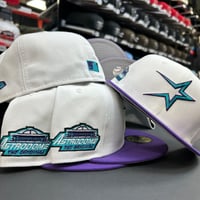 Image 2 of New Era 59Fifty Optic White / Deep Purple/ Tempest Turquoise 