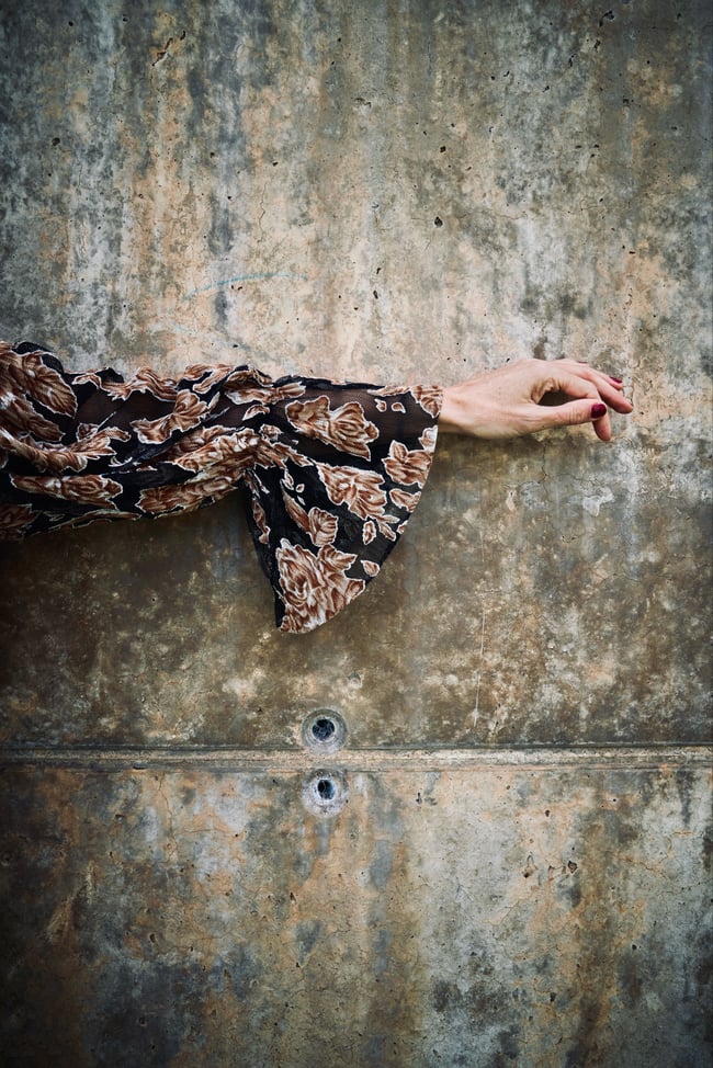 BLACK AND BROWN FLORAL TULLE BLOUSE