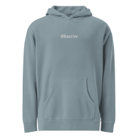 Image 1 of "Observe" Embroidered Unisex Pigment-dyed Hoodie
