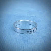 Image 2 of WITCH Silver Stacking Ring With 5 Point Star And Moon. Sterling 925