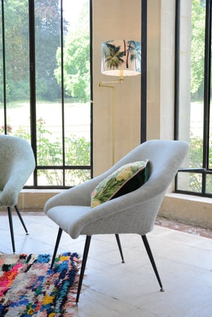Image of Fauteuil Coquille velours ivoire