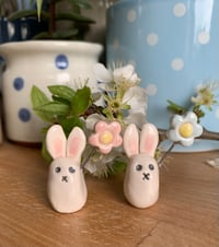Image 6 of Ceramic Cute Bunny holding a pastel Flower