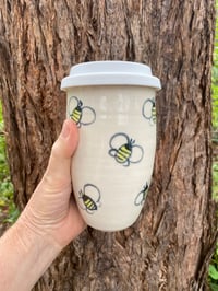 Image 1 of Bee Decorated LARGE Travel Mug With  Lid