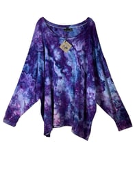 Image 2 of ♻️ UPCYCLED 4X PLUS French Terry Pullover in Purple Haze Ice Dye