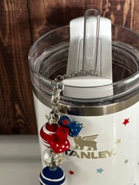 Image 2 of 4th of July Memorial Day Patrotic Ducky  Red White and Blue Tumbler Straw Dangle