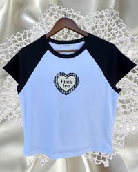 Image 1 of Fuck Ice- Gingham Scalloped Heart Baby Tee