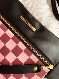 Image 4 of Maroon & Pink checkered crossbody 