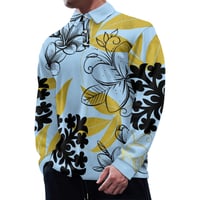 Image 1 of Men's Plumeria Print Polo Shirt