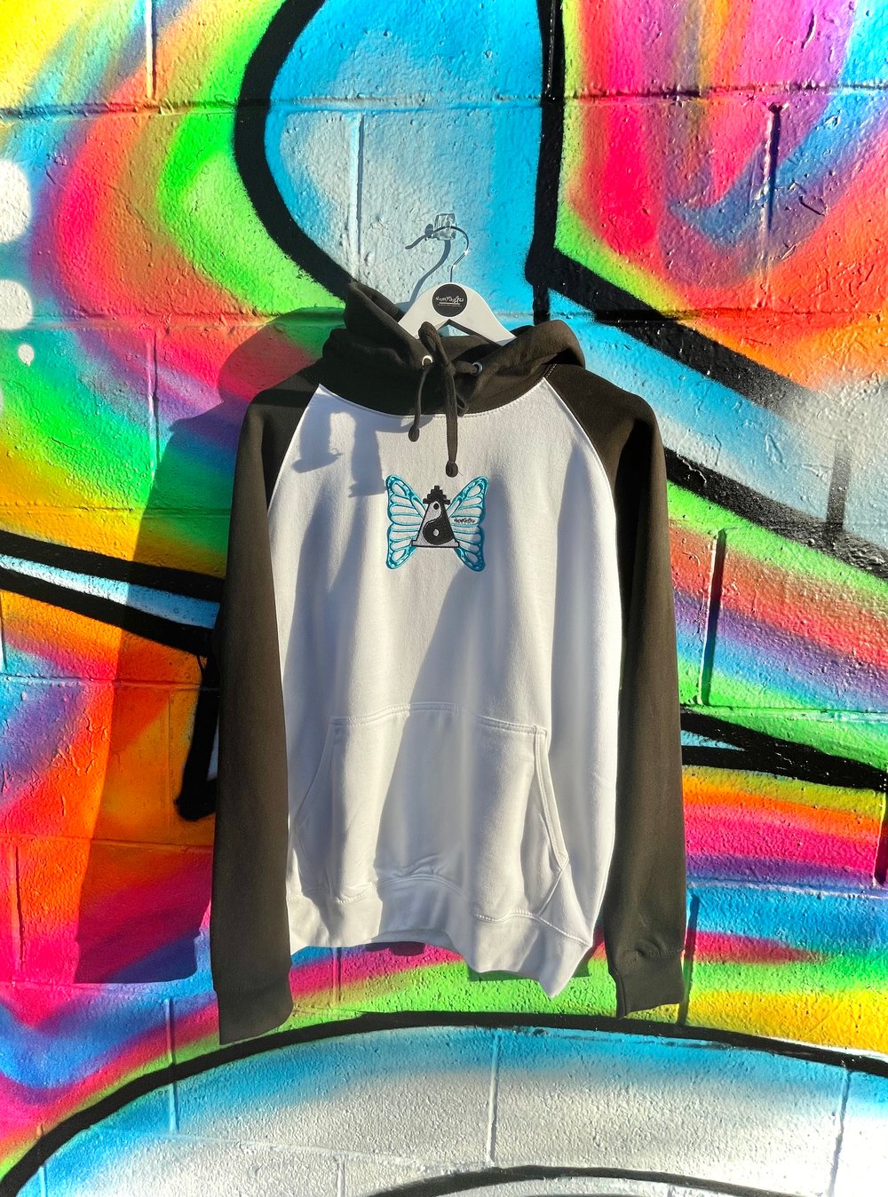 Image of White & Black Contrast Butterfly Hoody
