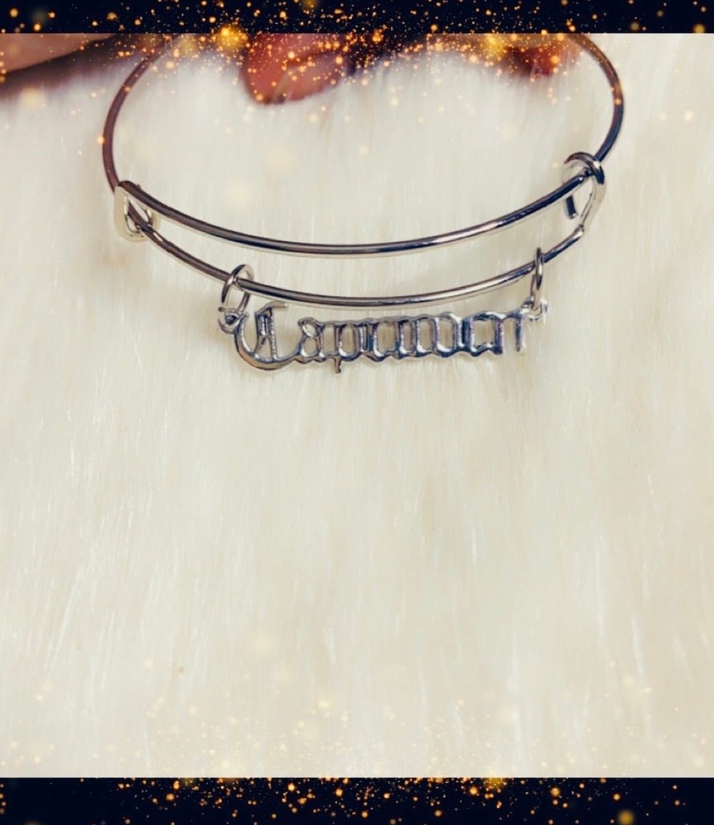 Image of Silver zodiac sign bangle bracelets 