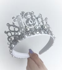 Image 2 of 18th birthday tiara crown Silver & Pearls any age available 