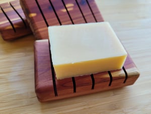 Image of Handcrafted Cedarwood Soap Dish with Rubber Bumpers