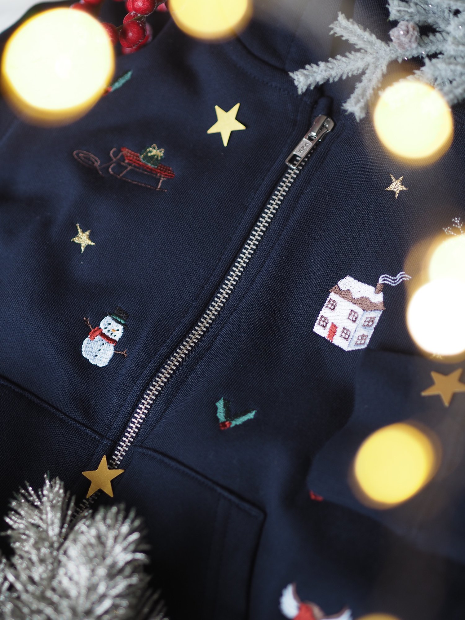 Image of Christmas Sprinkles - Navy zipped hoody