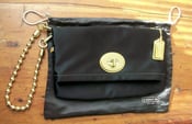 Image of Coach - Amanda Satin Foldover Clutch Bag with Gold Chain