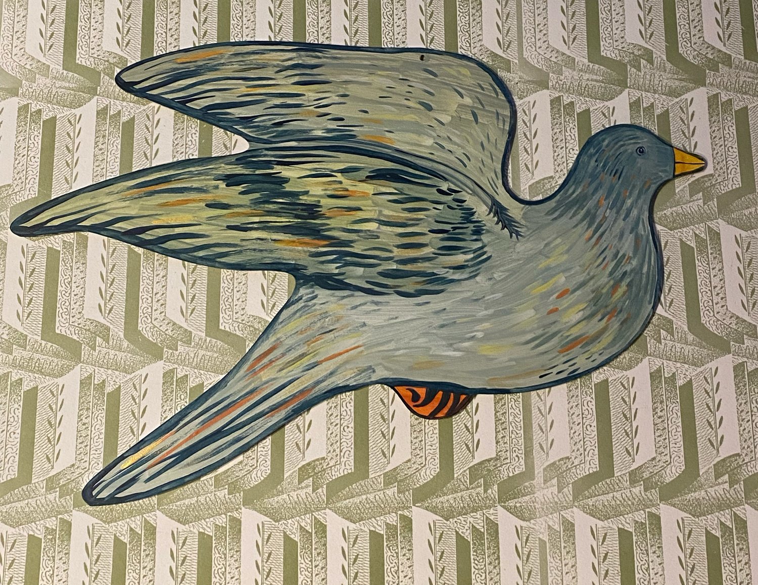 Image of Large painted wooden bird C