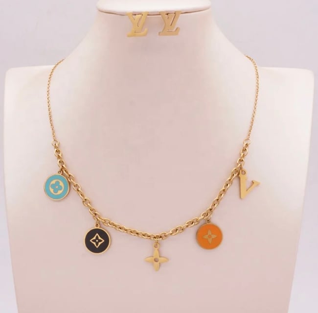 LV necklace and earring set 