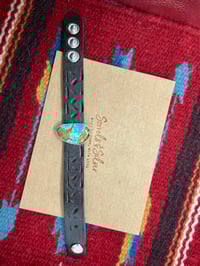 Image 5 of Leather & Turquoise bracelet