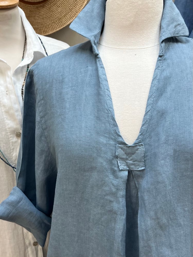 Image of -30% ***Robe En Lin Daphné Bleu Jean's Clair  31.50€ au lieu de 45€